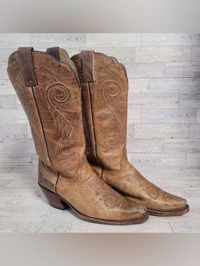 Women’s Justin Western Brown Leather Rodeo Cowboy Boots Size 7 B